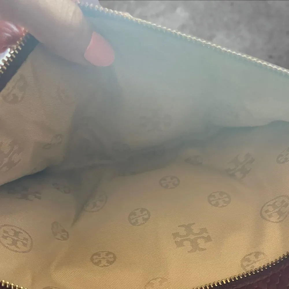 Tory Burch Burgundy Shoulder Bag with Gold Accents - Picture 16 of 16